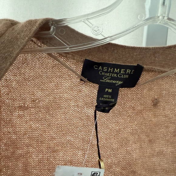charter club heather camel cashmere cardigan FINAL PRICE NO OFFER CONSIDERED - Picture 5 of 10